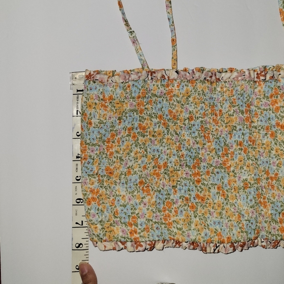 American Eagle Outfitters Reversible Floral Smocked Cottagecore Summer Crop Top - Picture 7 of 10